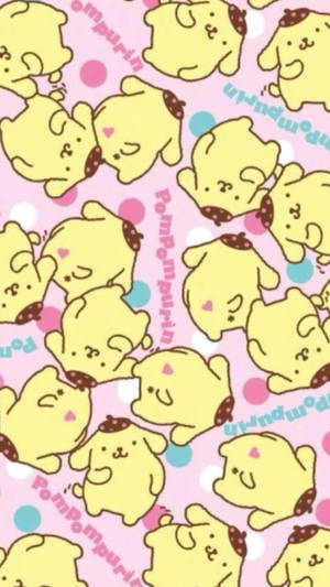 Pompompurin Pattern Portrait Hd Pink Bg Wallpaper