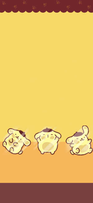 Pompompurin_ Trio_ Aesthetic_ Background Wallpaper