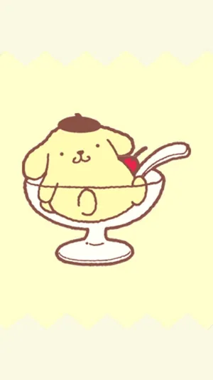 Pompompurinin Dessert Cup Illustration Wallpaper