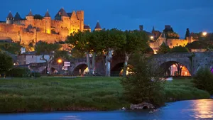 Pont Vieux In Carcassonne France During Nighttime Wallpaper
