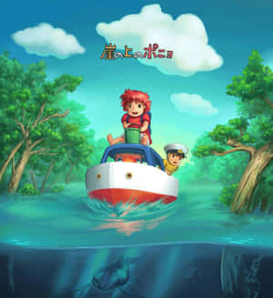 Ponyo_and_ Sosuke_ Boat_ Adventure Wallpaper