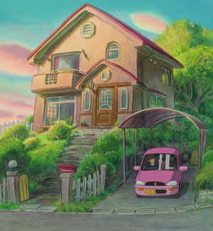Ponyo Houseand Car Scene Wallpaper