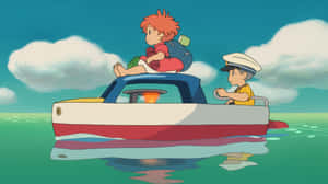 Ponyoand Sosuke Boat Adventure Wallpaper