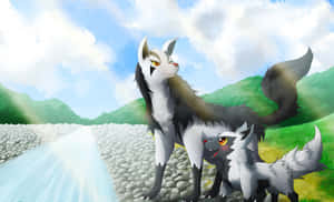 Poochyena_and_ Mightyena_ Artwork Wallpaper