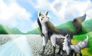 Poochyena_and_ Mightyena_ Artwork Wallpaper