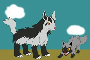 Poochyenaand Mightyena Illustration Wallpaper