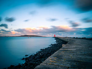 Poolbeg Lighthouse In Dublin, Ireland Wallpaper