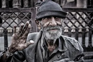 Poor Old Man Waving Wallpaper