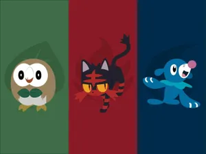 Popplio And Other Starter Pokémon Wallpaper