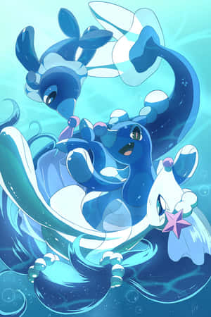Popplio Playing And Dancing With Friends Wallpaper