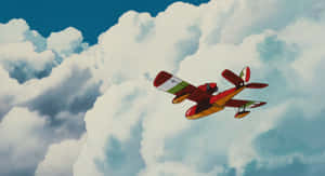 Porco Rosso Flying Above The Ocean Wallpaper