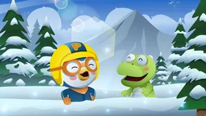 Pororo And Crong Winter Fun Wallpaper