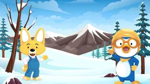 Pororo And Friends In Snow Wallpaper