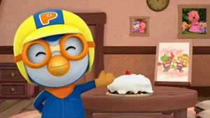 Pororo Celebrates With Cake Wallpaper