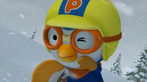 Pororo Winking In Snow Wallpaper