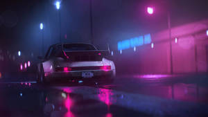 Porsche 911 On Retro Wave Road Wallpaper