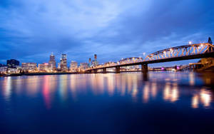 Portland Bridge Reflecting Lights Wallpaper