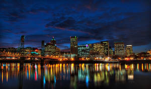 Portland Skyline Reflecting Wallpaper