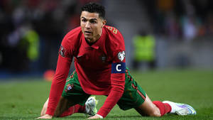 Portugal National Football Team Cristiano Kneeling Wallpaper