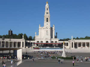 Portugal's Fatima Sanctuary With People Wallpaper