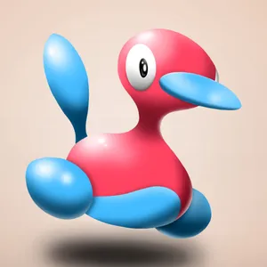 Porygon2 3d Light Pink Background Wallpaper