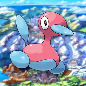 Porygon2 In Action! - A Stunning Digital Pokémon On Blurry Background Wallpaper