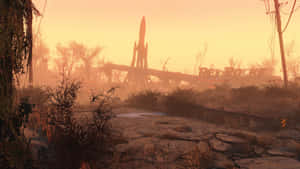 Post-apocalyptic Adventure In Fallout 4 Wasteland Wallpaper