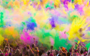 Powder-filled Sky Happy Holi Hd Wallpaper