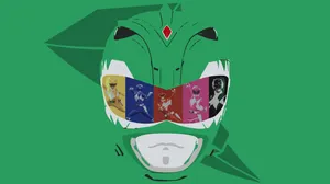 Power Rangers Green Helmet Design Wallpaper