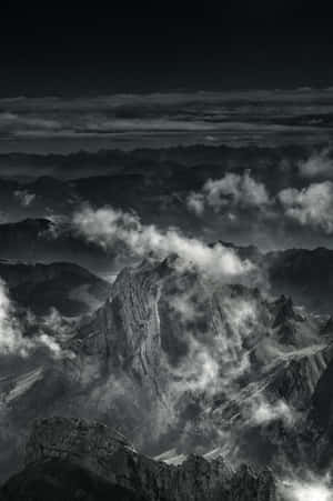 Powerful Black And White Storm At Sea Wallpaper