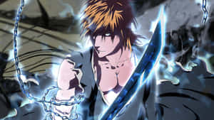 Powerful Ichigo Kurosaki Unleashing His Fierce Zanpakuto In Fullbring Shikai Form Wallpaper