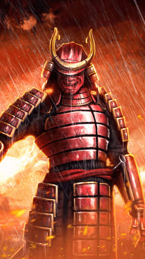 Powerful Samurai Helmet On A Dark Background Wallpaper