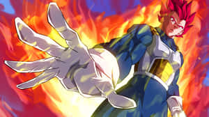 Powerful Vegeta Ascends To Super Saiyan God Form Wallpaper