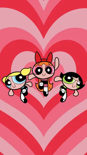 Powerpuff Girls Aesthetic With Hearts Wallpaper