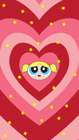 Powerpuff Girls Bubbles Concentric Heart Wallpaper