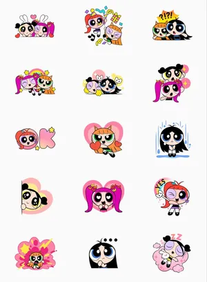 Powerpuff Girls Expressions Collage Wallpaper