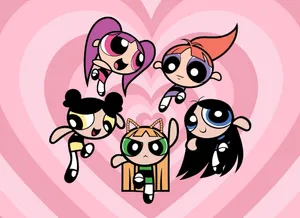 Powerpuff Girls Heart Background Wallpaper