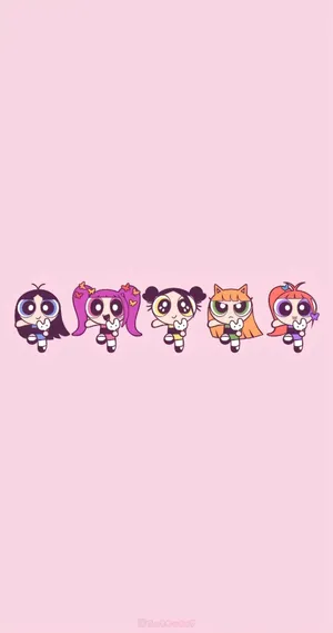 Powerpuff Girlsand Friends Pink Background Wallpaper