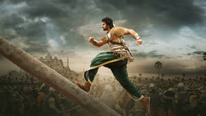 Prabhas Hd Baahubali Running Upward Wallpaper