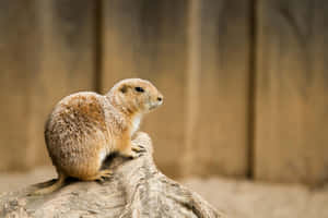 Prairie Dog On Wooden Perch Wallpaper