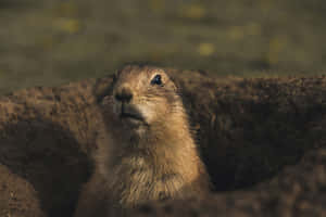 Prairie Dog Peeking Outof Burrow Wallpaper