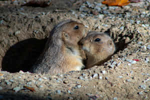 Prairie Dogs Peeking From Burrow Wallpaper