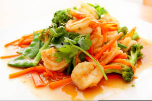 Prawns And Vegetables Stir Fry Wallpaper