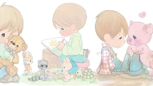 Precious Moments Childrenand Animals Wallpaper