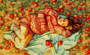 Pregnant At Apple Orchard Wallpaper