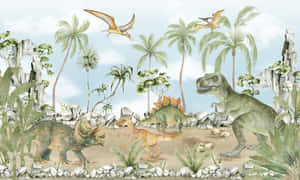 Prehistoric Dinosaur Illustration Wallpaper