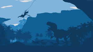 Prehistoric Silhouette Chase Wallpaper