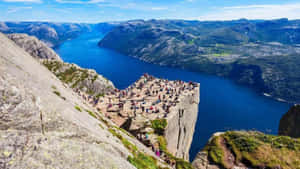 Preikestolen Cliff Overlooking Fjord Norway Wallpaper