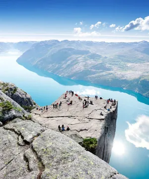 Preikestolen Cliff Overlooking Fjord Norway Wallpaper