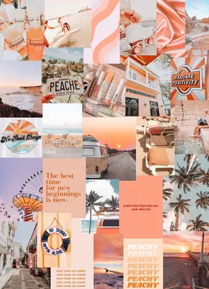 Preppy Beach Aesthetic Collage Wallpaper